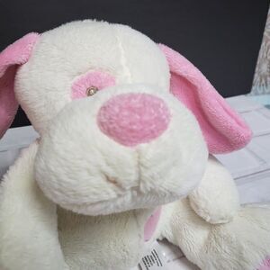 Animal Adventure Baby White Pink Puppy Dog Rattle Plush Stuffed Animal Soft Toy